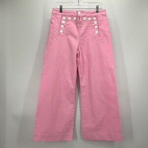 Rachel Antonoff Sailor Pants Sz 8 Pink‎ Wide Leg Button Front Barbiecore Coastal